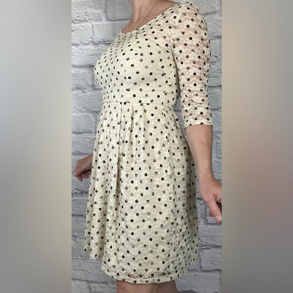 Betsey Johnson Cream and Black Lace Polka Dot Dress